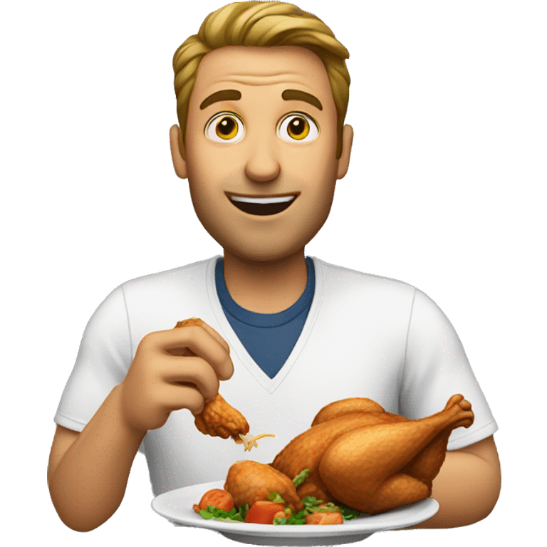 A man eating chicken emoji