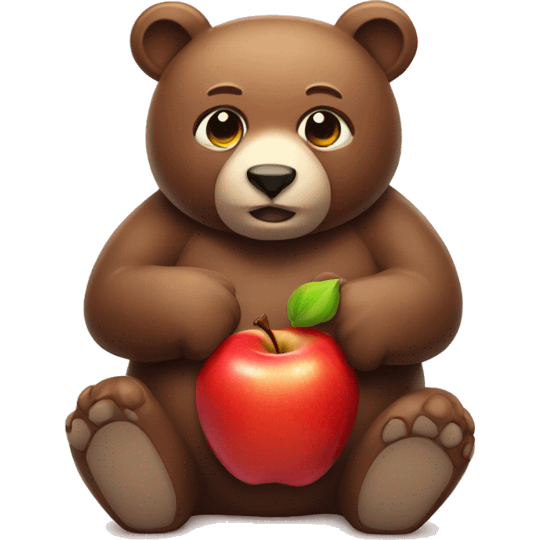 BEAR WITH SHINING EYES AND HOLDING APPLE emoji