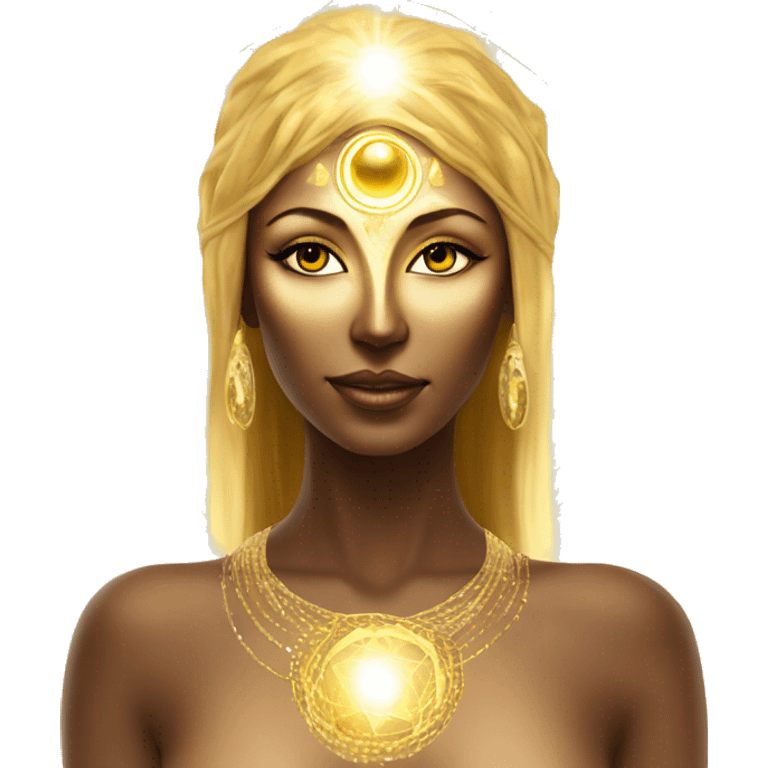 Pleiadian radiant diva woman female golden third eye emoji