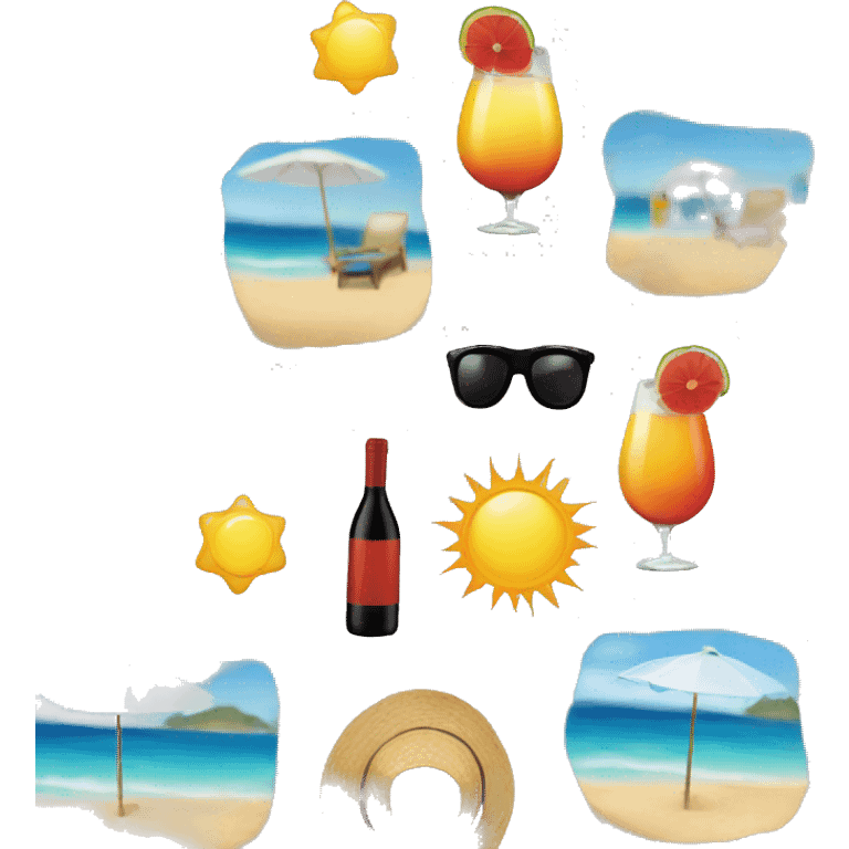 Beach wine and sunsrt emoji