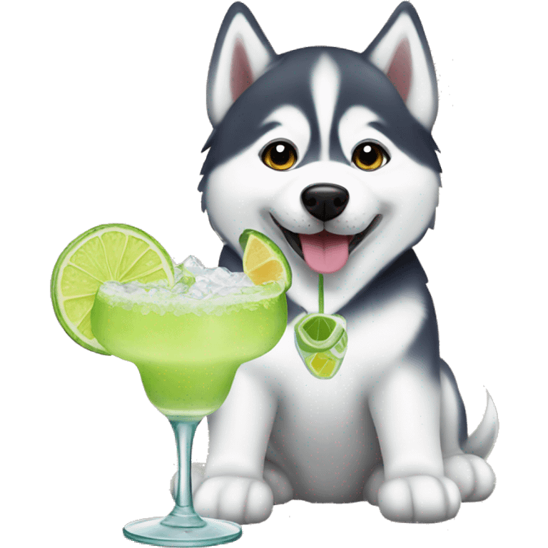 Siberian husky with a margarita  emoji