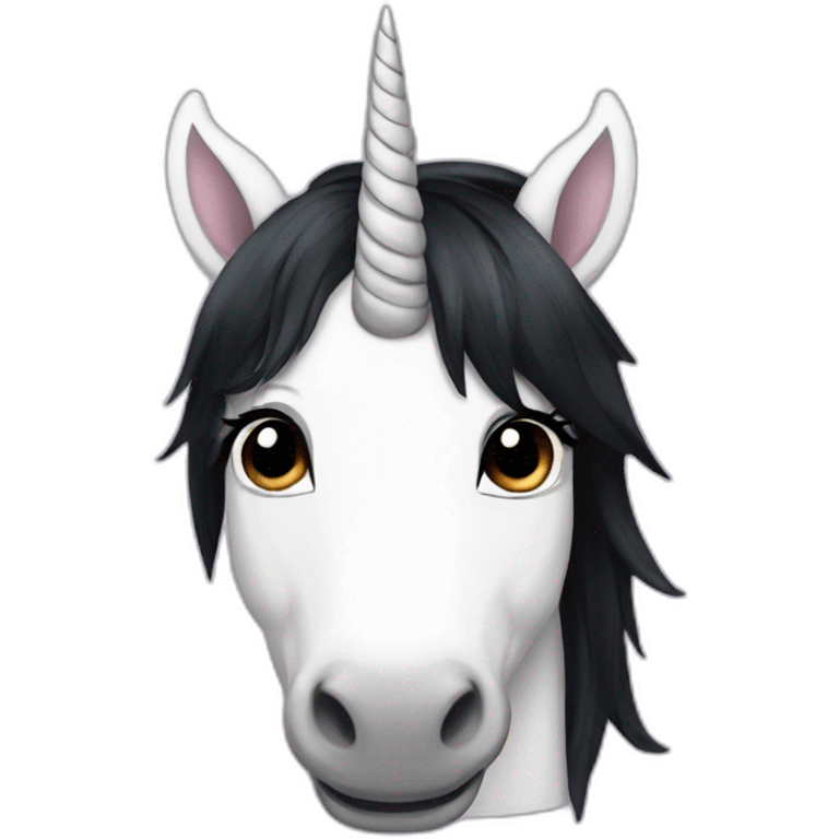 Unicorn with black hair emoji