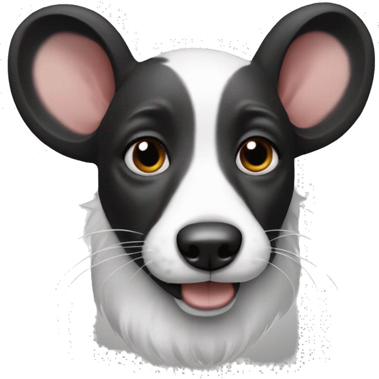 Black and white rat dog big ears emoji