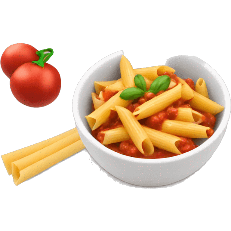 penne with red sauce in a bowl with mushroom pieces  emoji