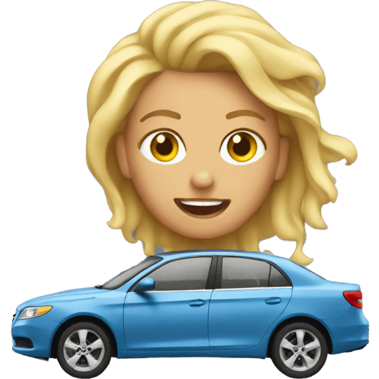 Woman emoji crashing a car emoji