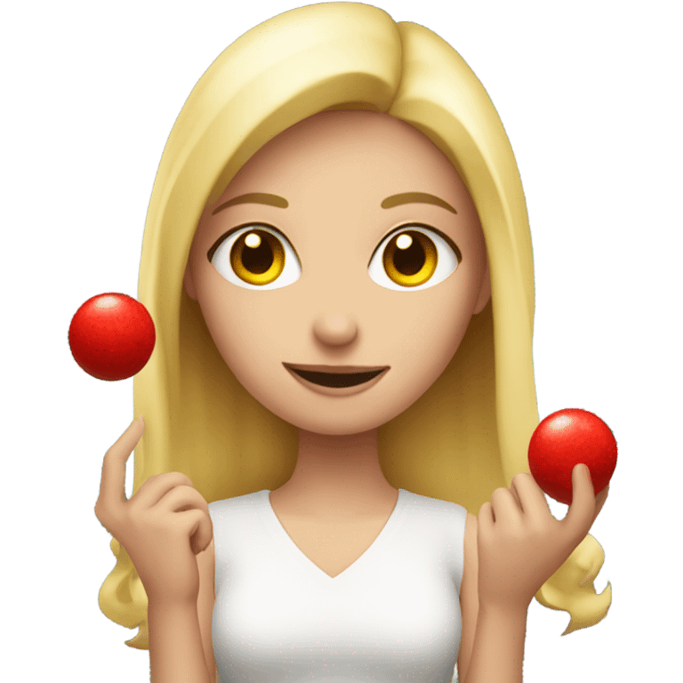 Blonde girl holding Devil eggs  emoji