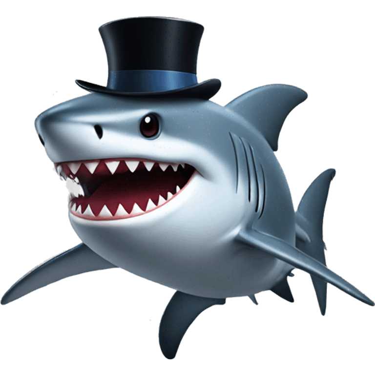 Shark with a top hat emoji