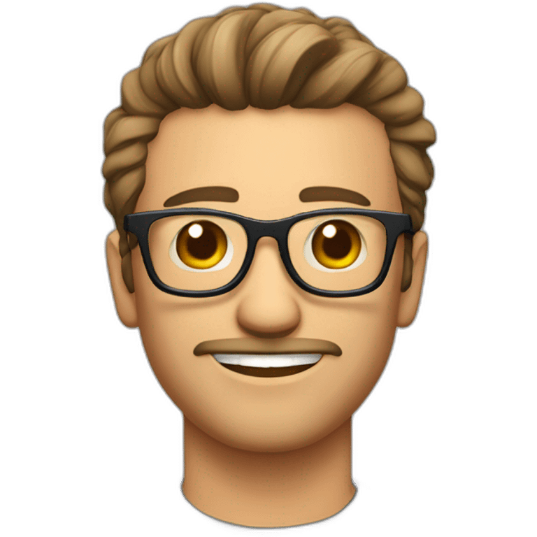 Hombre moreno de pelo corto con lentes emoji