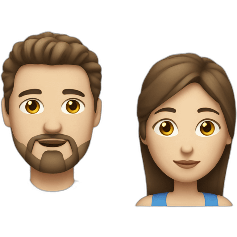 over weight couple, woman with brunette hair and man with goatee emoji