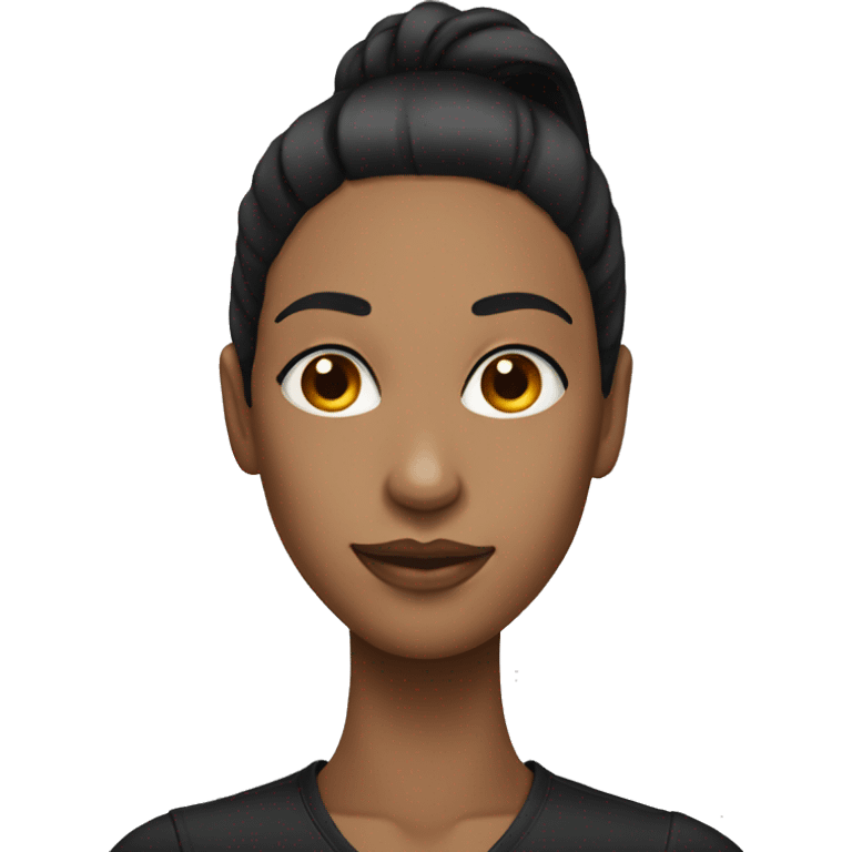 a woman with black long ponytail and a masculine face emoji