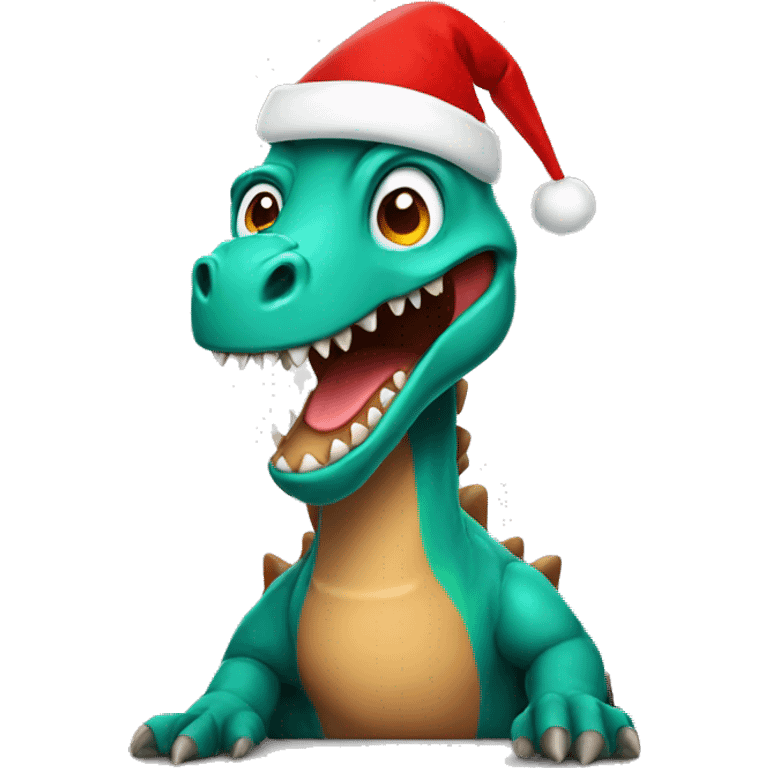 Dinosaur with Christmas hat  emoji