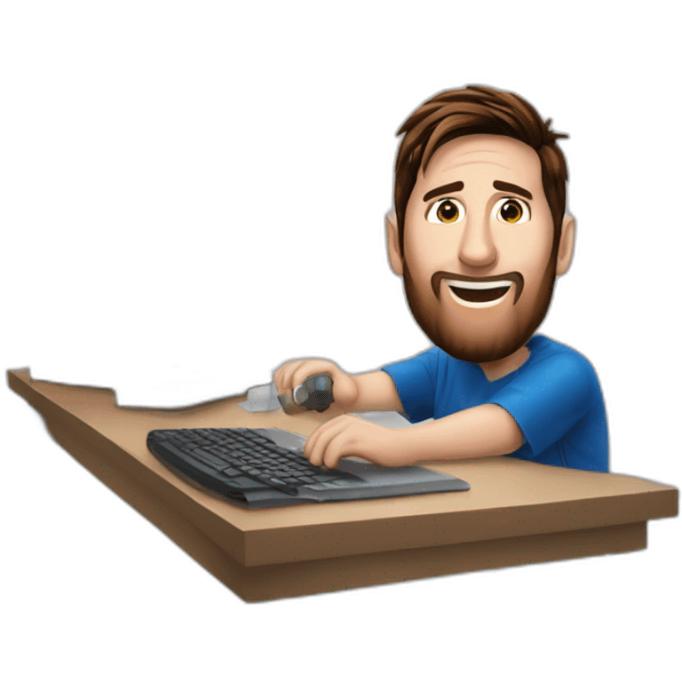 messi tecleando en una computadora emoji