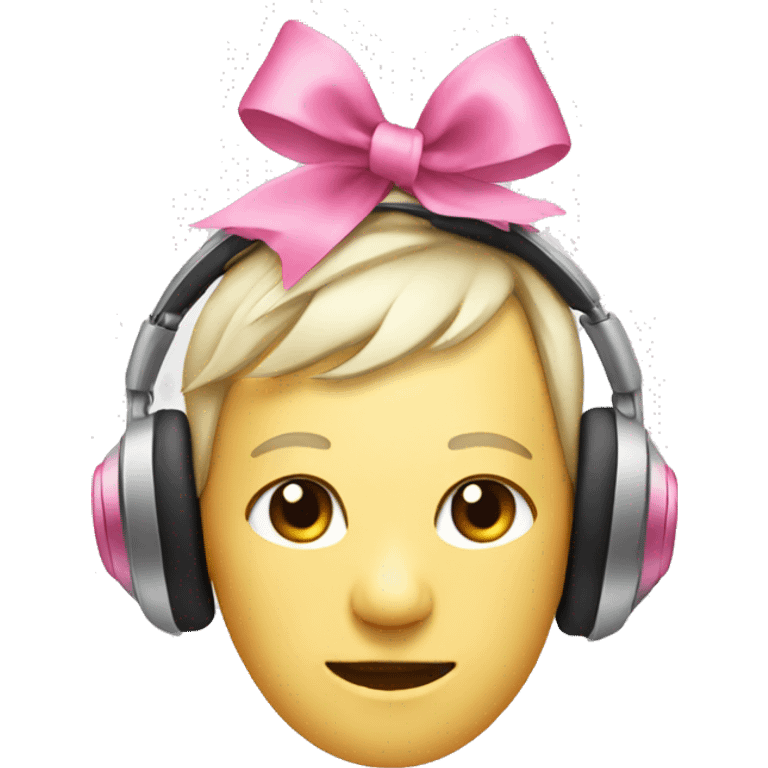 Headphones with a pink bow on both sides  emoji