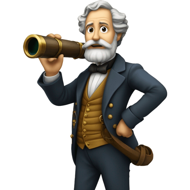 jules verne holds a spyglass in his hands emoji