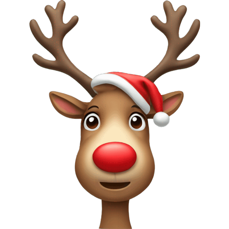 reindeer wearing a christmas hat emoji