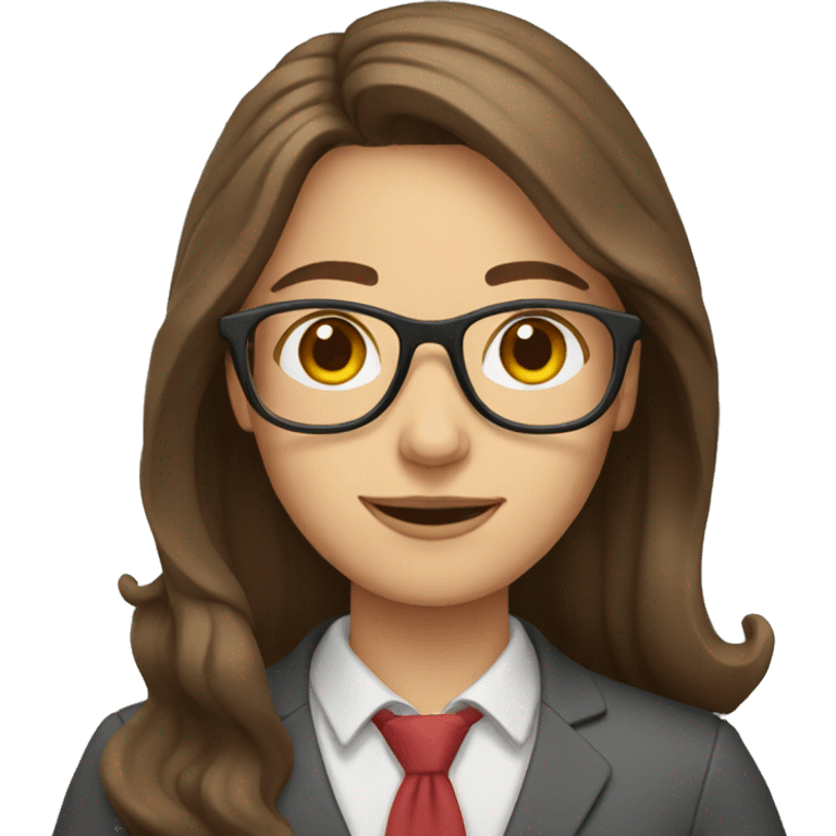 teacher with long brown hair and glasses emoji