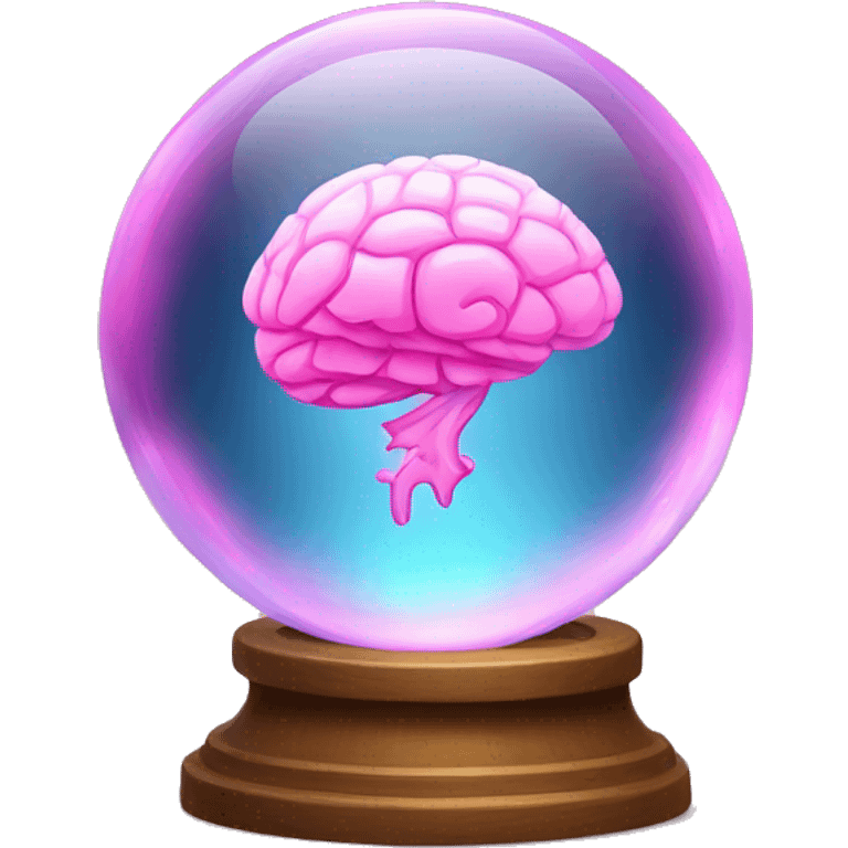 A glowing crystal ball with a pink brain inside. emoji