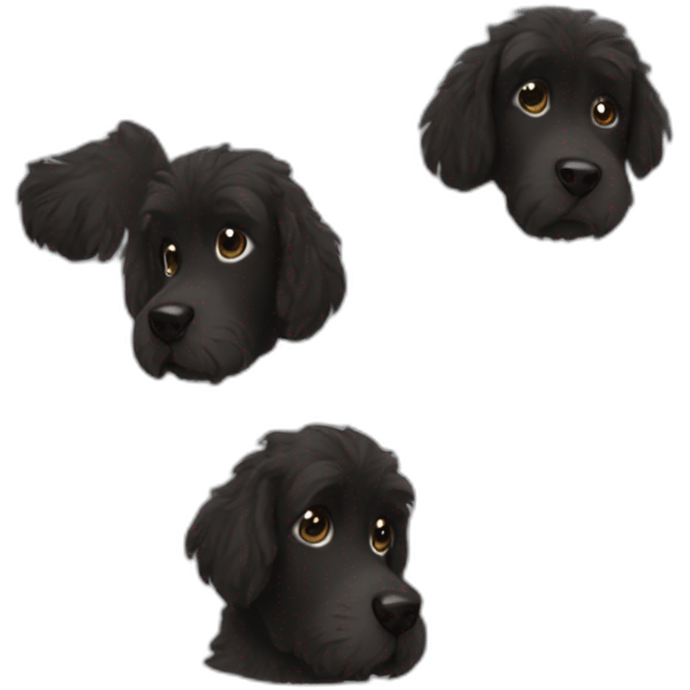 Black cute dog hairy  emoji