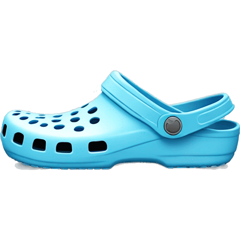 Realistic light blue pair o crocs shoes isolated.  emoji