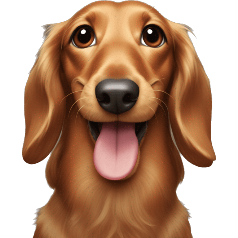 Long haired Dachshund smiling with its tongue out  emoji