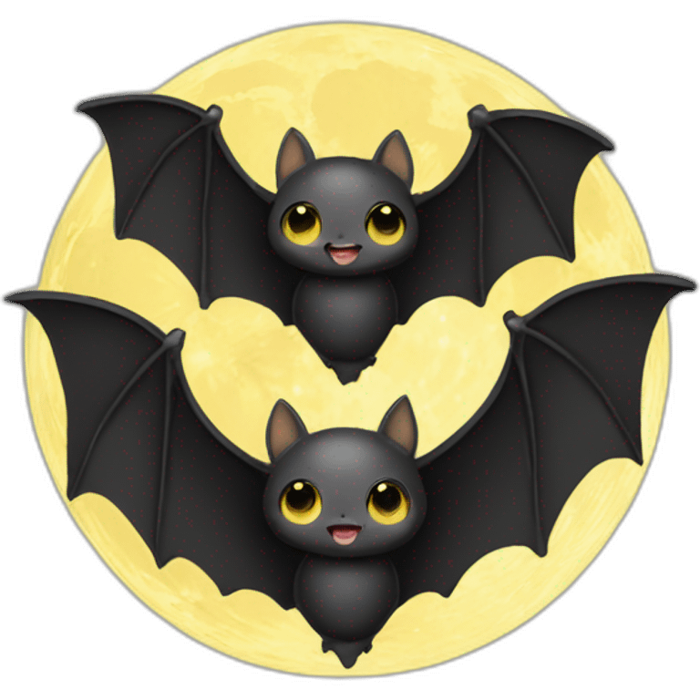 black baby bat wings in front of light yellow moon emoji