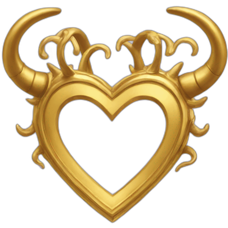 Gold heart frame with horns emoji