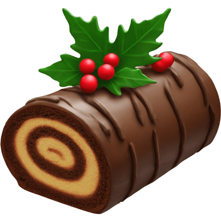 Yule log cake with leaf topping emoji