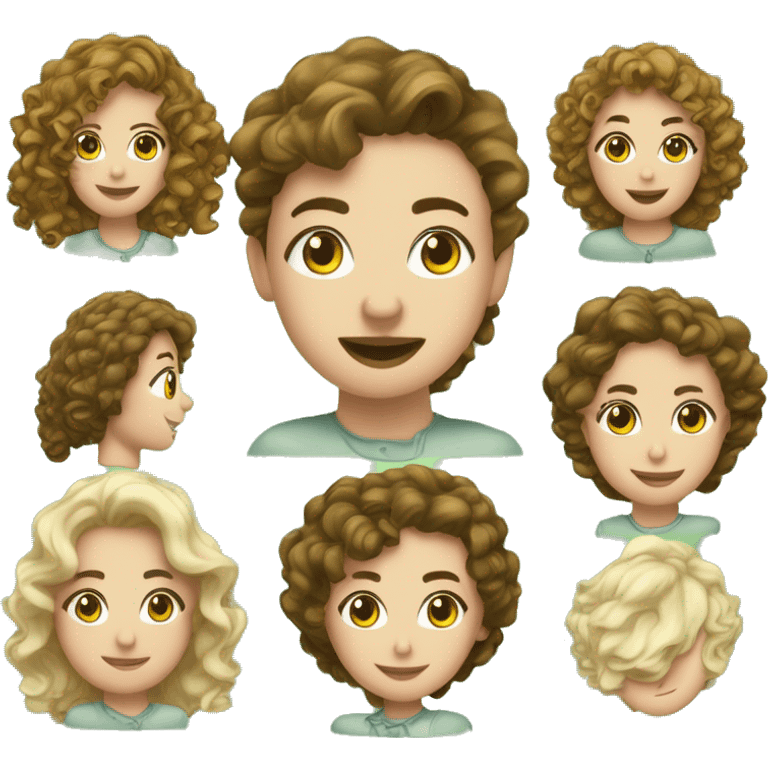 Imagem mostra mulher branca com blusa verde e babados, cabelo ondulado cabelo até  no ombro e colar. Fundo externo com vegetação e móveis brancos.

 emoji