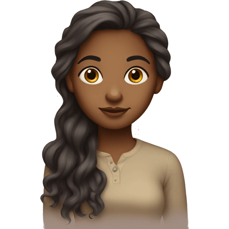 Cosy Brown Girl Long hair emoji