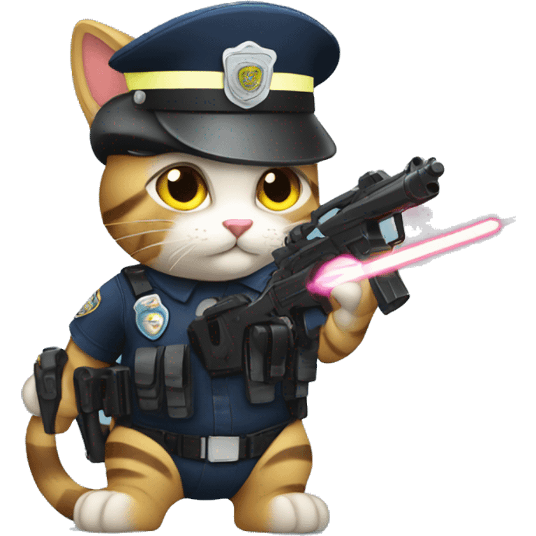 Police Cat with a lazer gun emoji