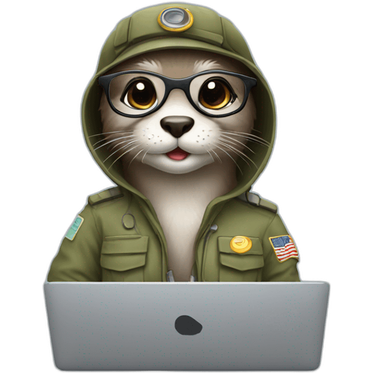 female vet otter with glasses use a macbook emoji