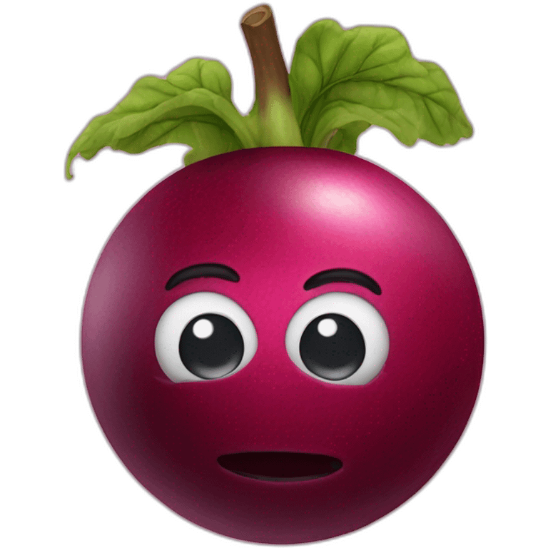 3d sphere with a cartoon beetroots texture with big confident eyes emoji