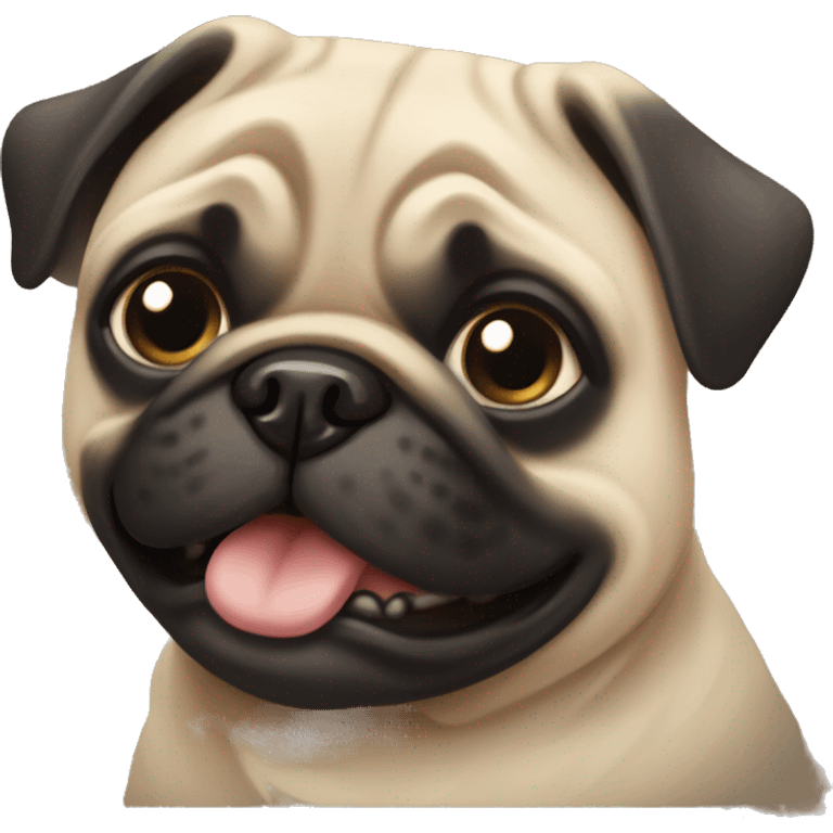 A cheerful pug of beige and black color emoji