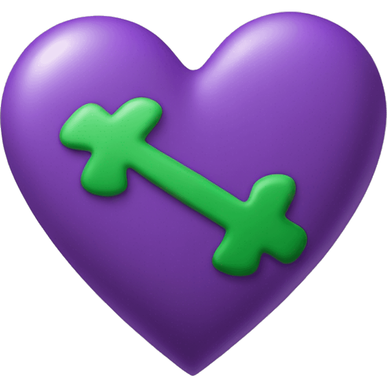 The right side of the heart is purple and the left side is green emoji