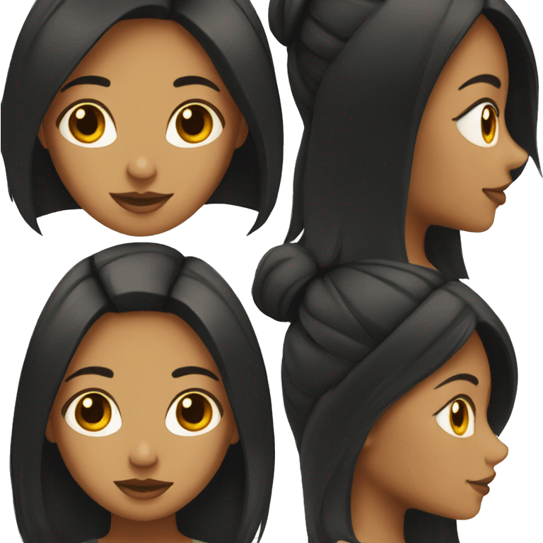 tan girl with black hair and medium length hair emoji