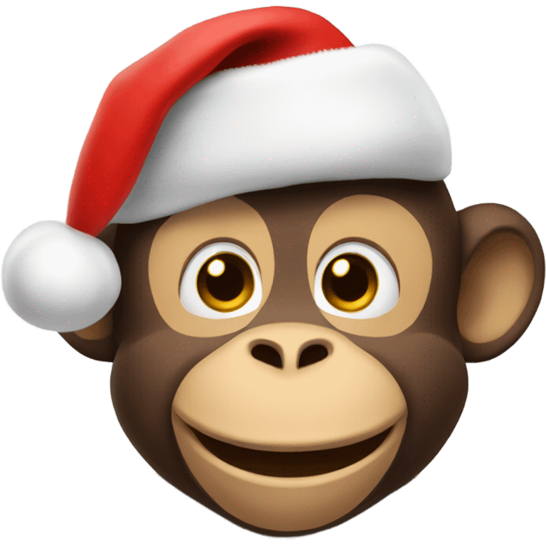 A happy monkey wearing Christmas hat emoji