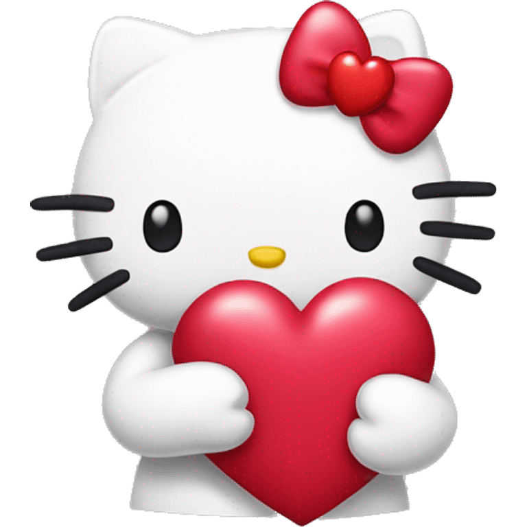 Hello Kitty holding a heart emoji