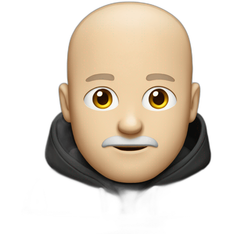 bald white guy with a beard typing on an apple computer wearing a black hoodie emoji