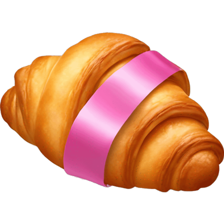 Croissant with pink ribbon emoji