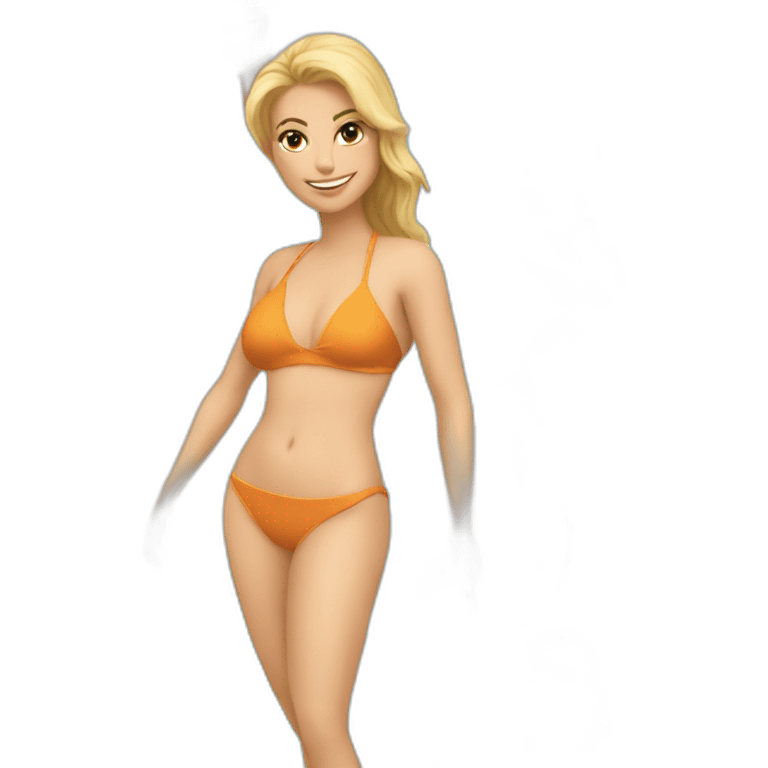 soft -fit Caucasian woman bikini (beach body) bed emoji