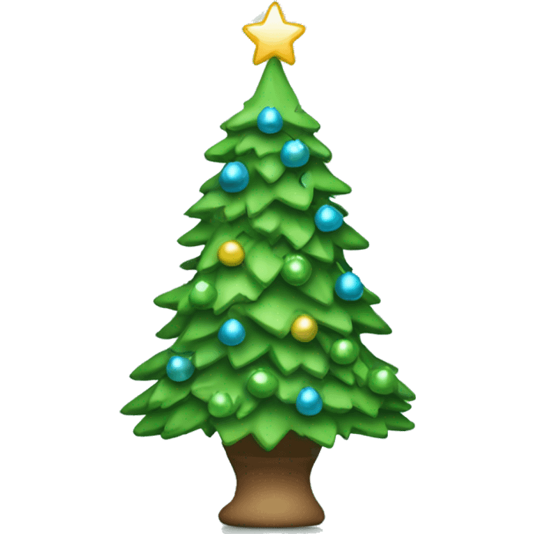 Green Christmas tree with light blue decorations emoji