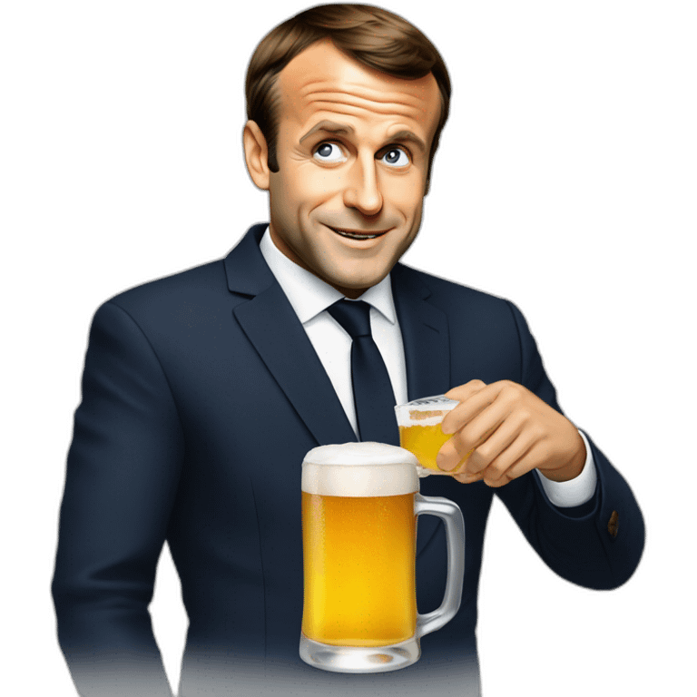 Emmanuel Macron drink beer emoji