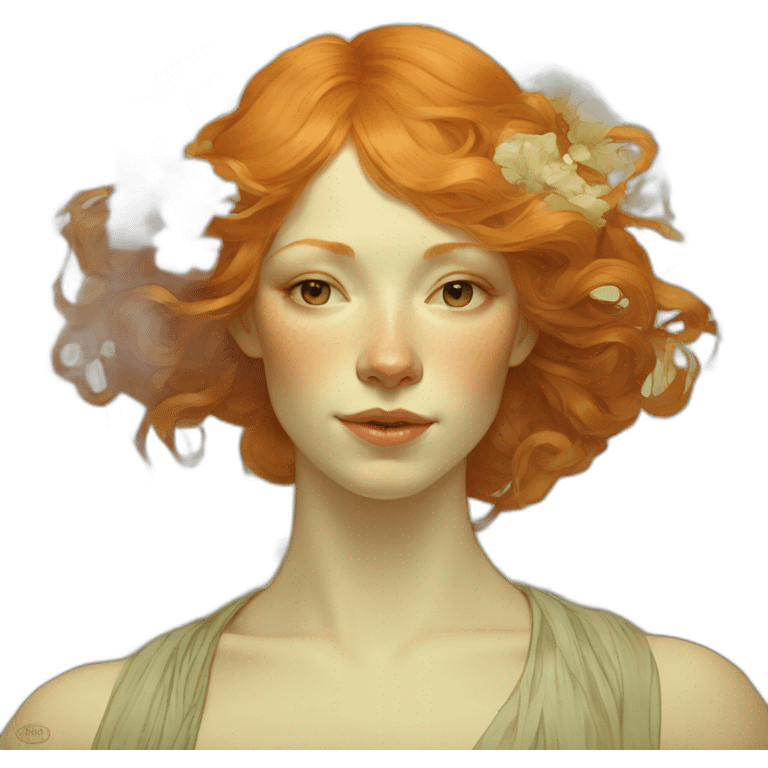 Ginger woman alphonse mucha emoji