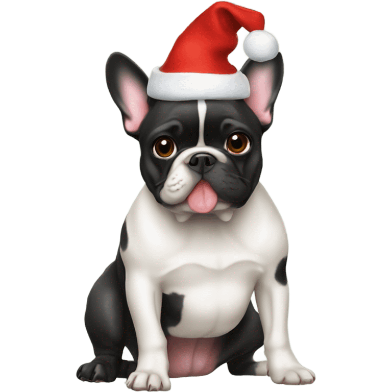 French bulldog Christmas hat emoji