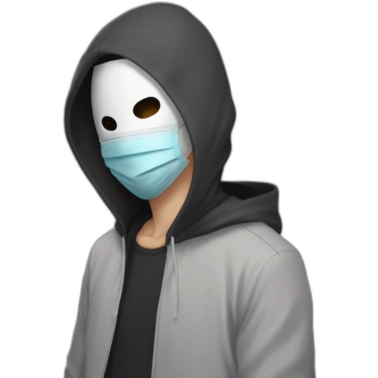 Anime guy with mask on and degital clasess hid his face emoji