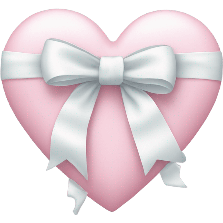 Pastel pink heart with white bow emoji