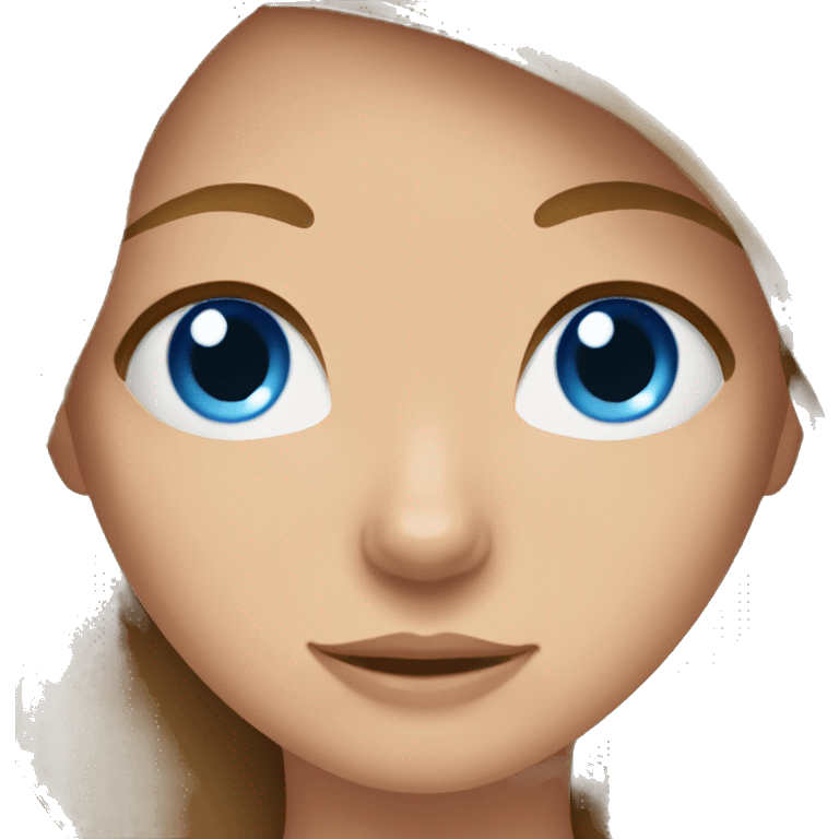 Girl with blue eyes and brown hair with golden cat emoji