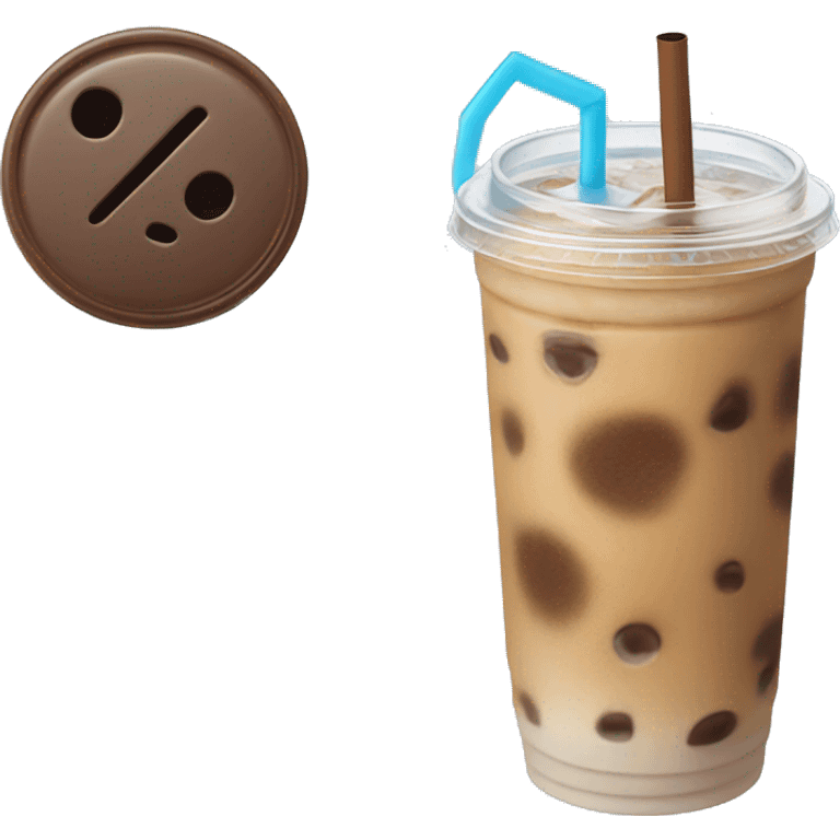 iced coffee with a flat lid and one straw that is pastel blue emoji