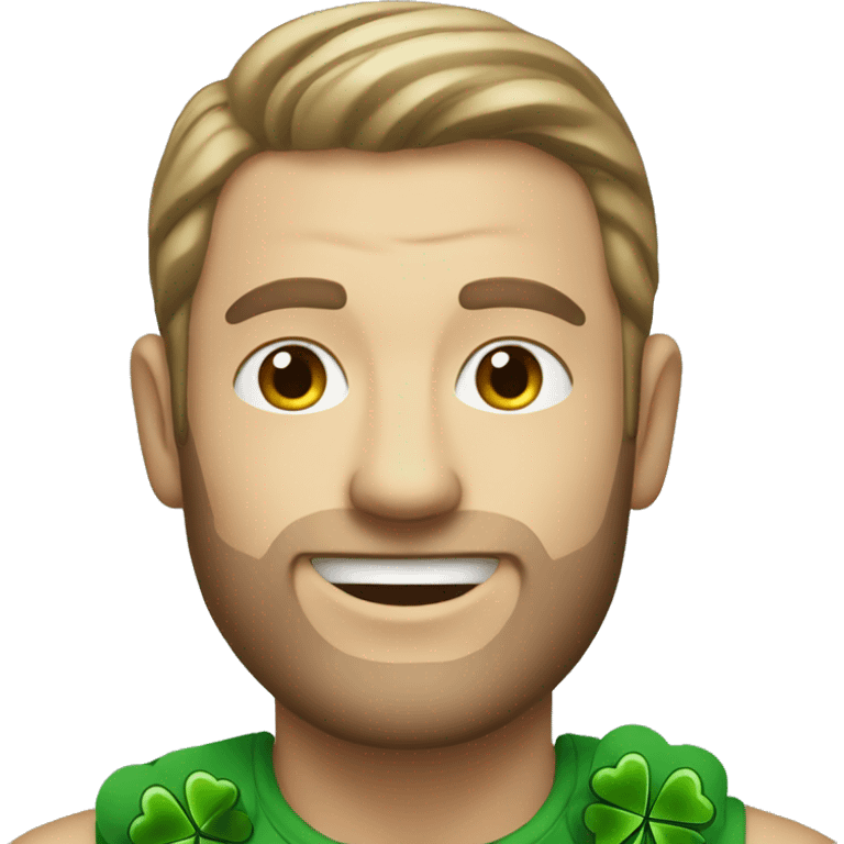 white man with four leaf clover emoji