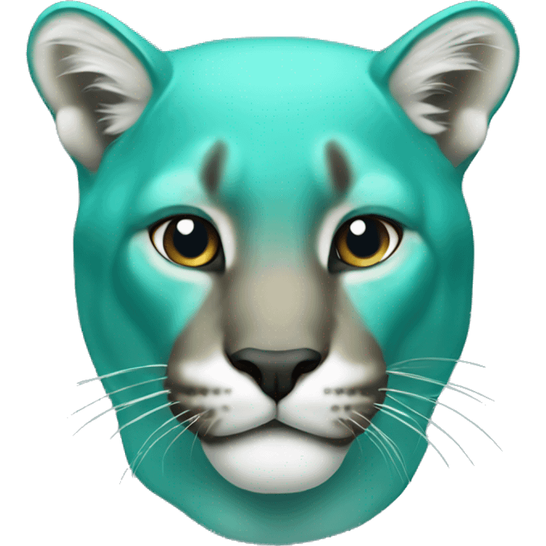 teal colored cougar emoji